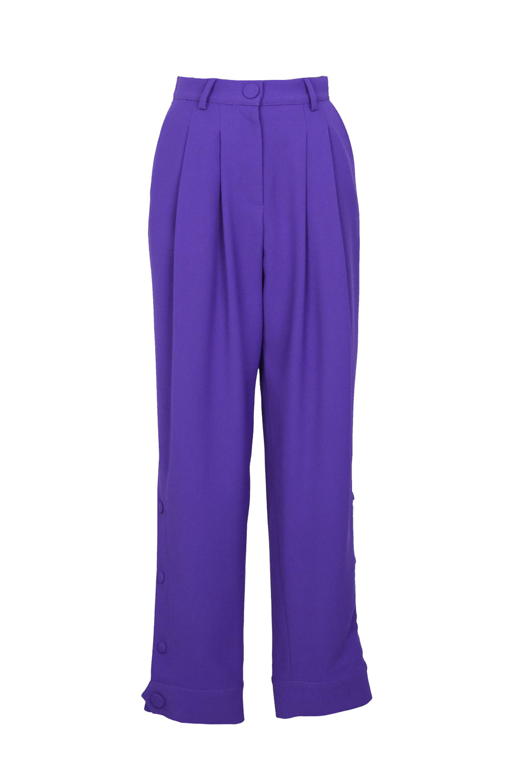 Marvel Purple Pleated Cuff Detail Crepe Women's Pants