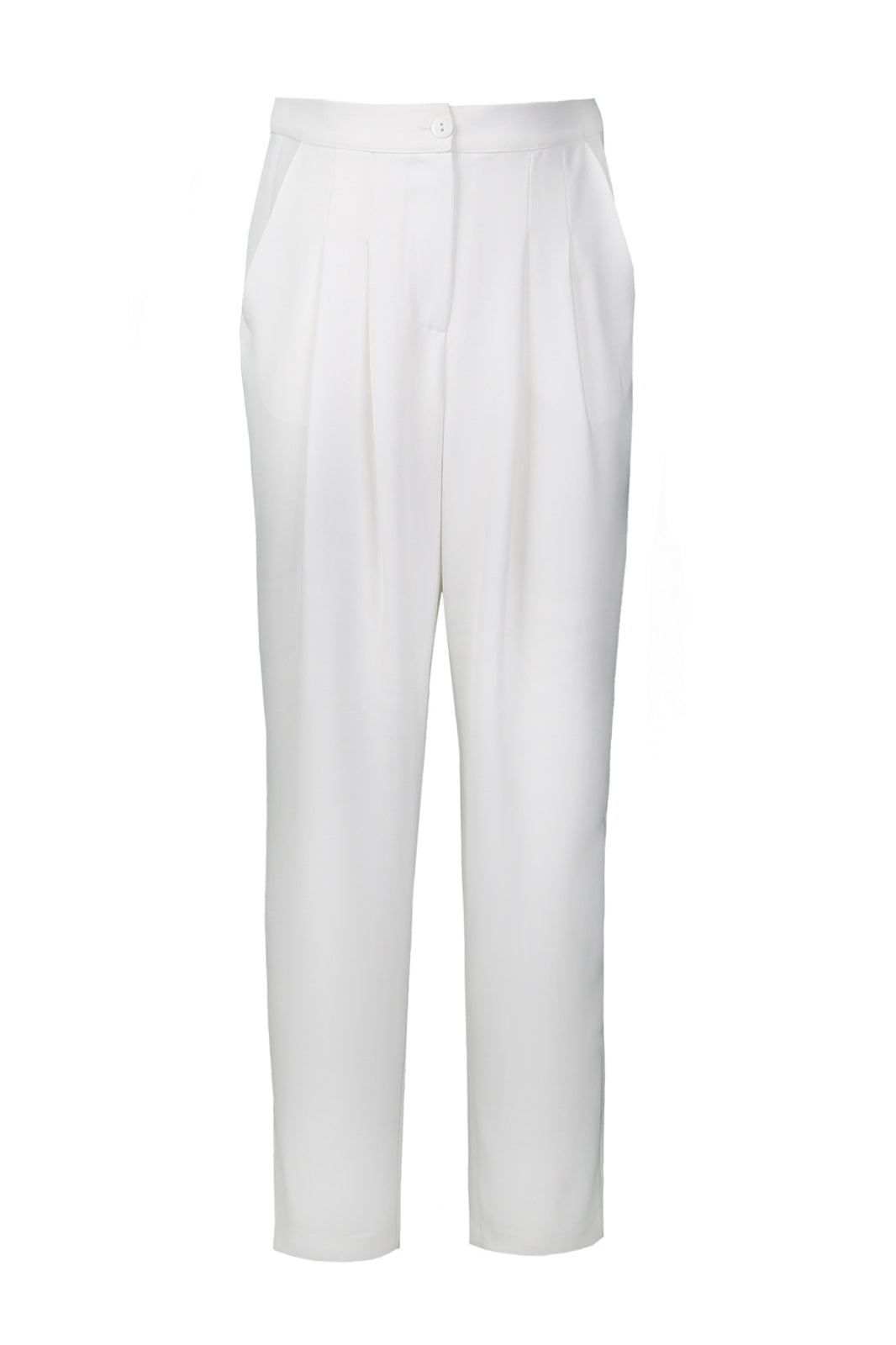 Marvel White Pleated Crepe Women's Pants