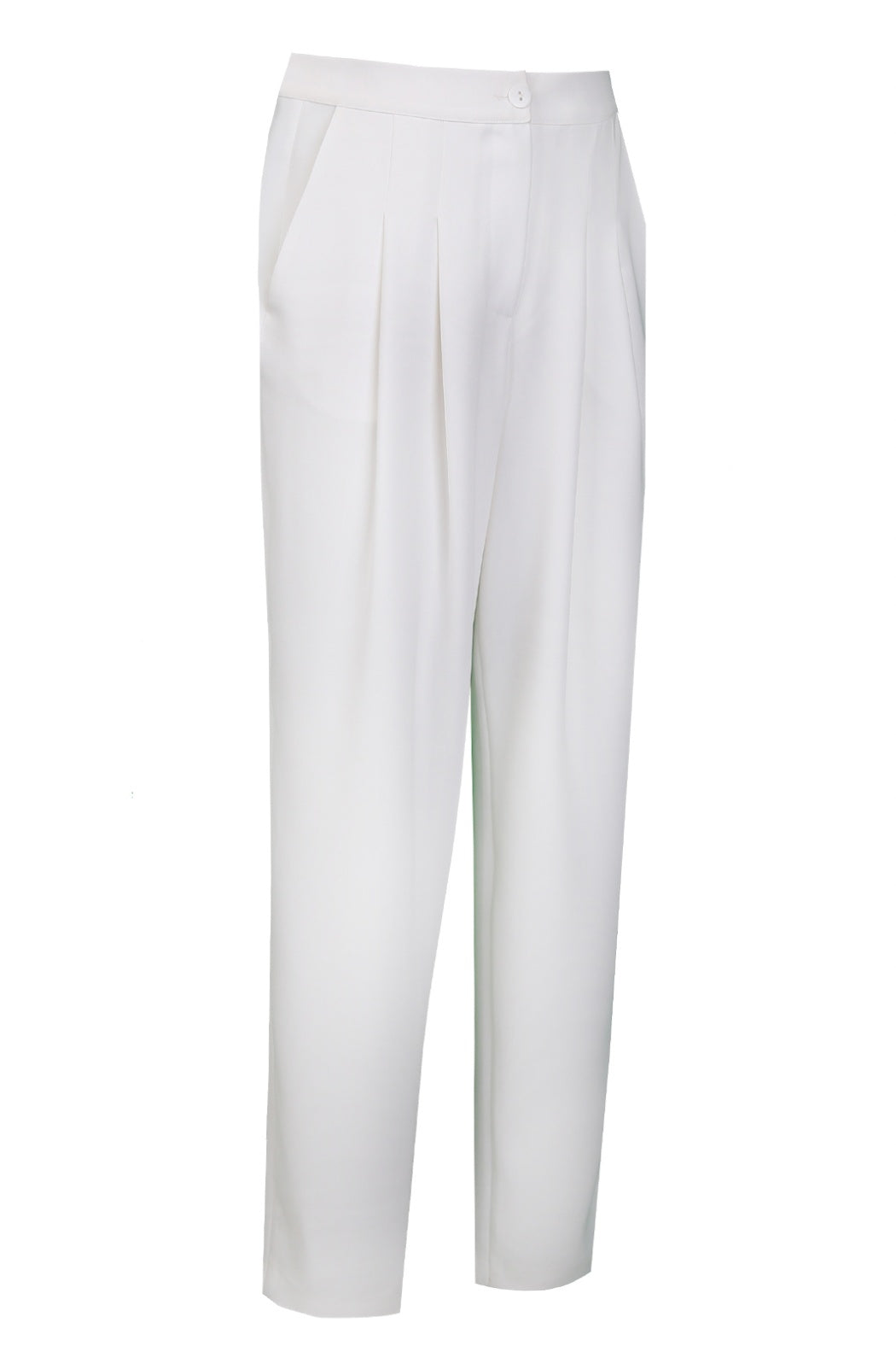 Marvel White Pleated Crepe Women's Pants