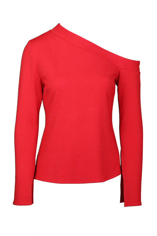 Niki Red One-Shoulder Knitwear Blouse