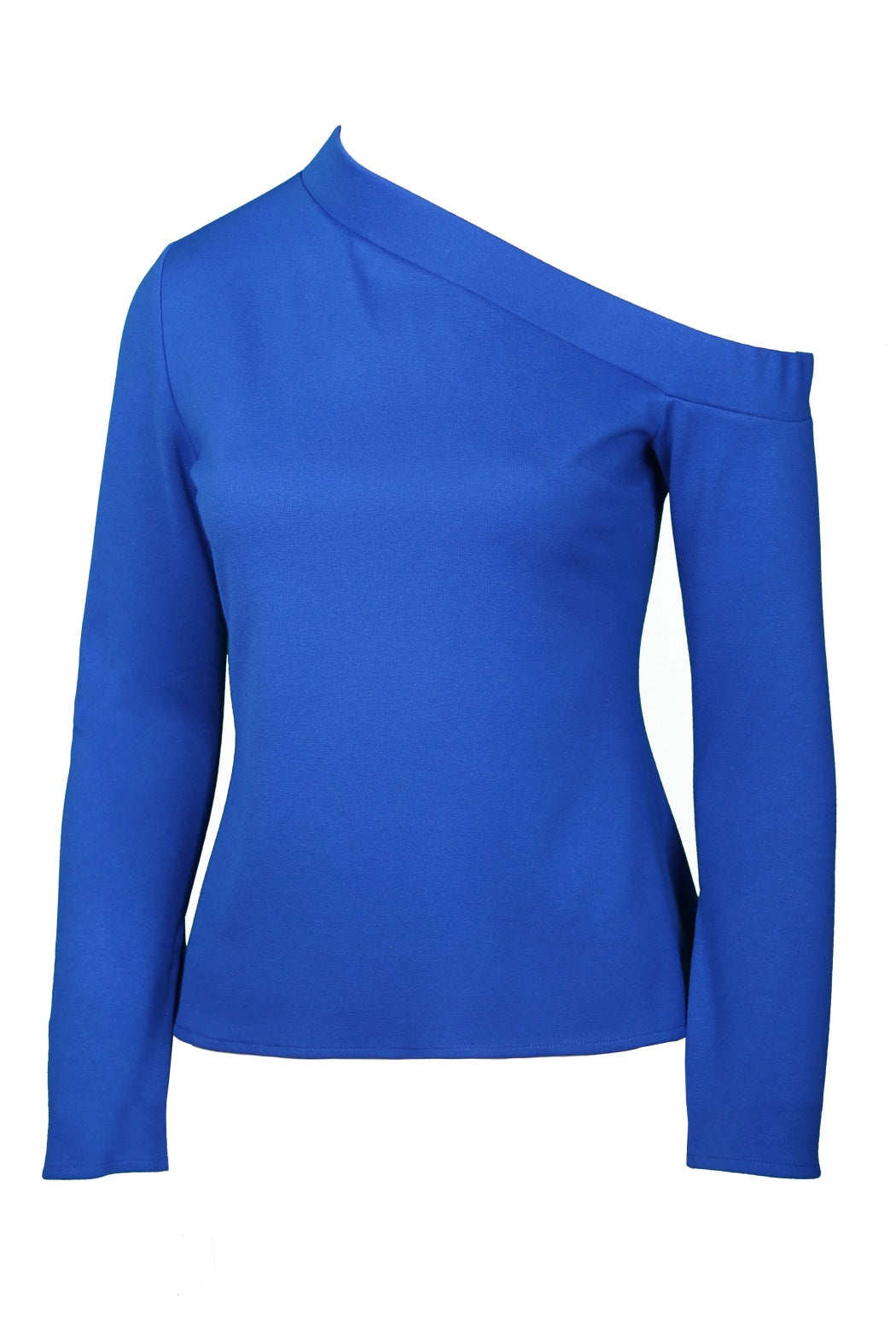 Niki Sax Blue One-Shoulder Knitwear Blouse