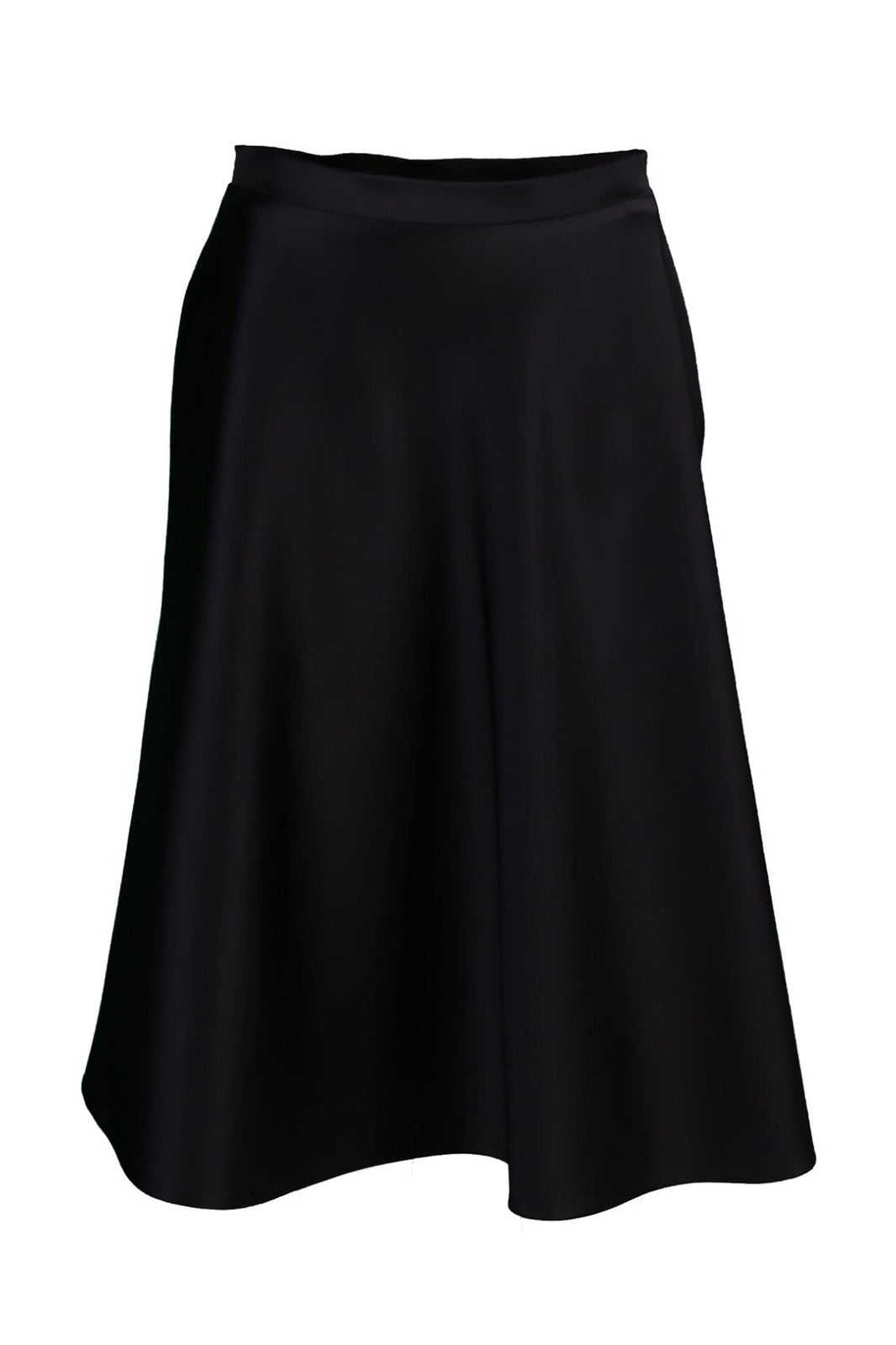 Vivienne Black Midi Length Flared Satin Skirt