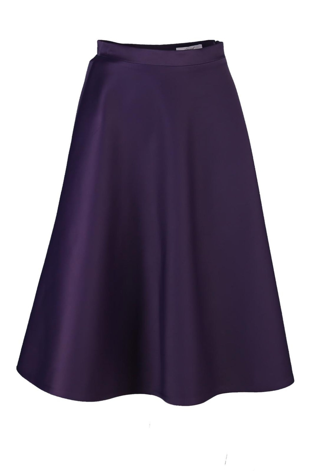 Vivienne Purple Midi Length Flared Satin Skirt